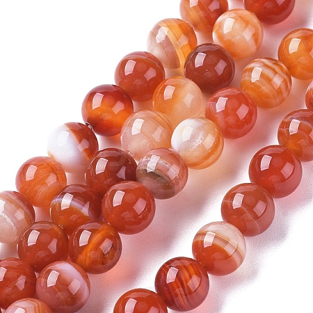 Natural Striped Agate/Banded Agate Beads X1-G-G582-6mm-59-1