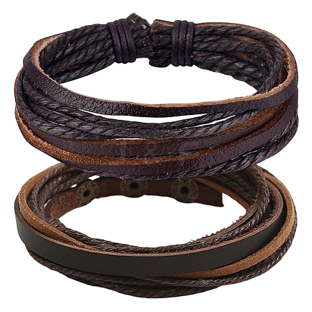 1Pc Cowhide Leather Cord Multi-strand Bracelets BJEW-CL0001-48A-1