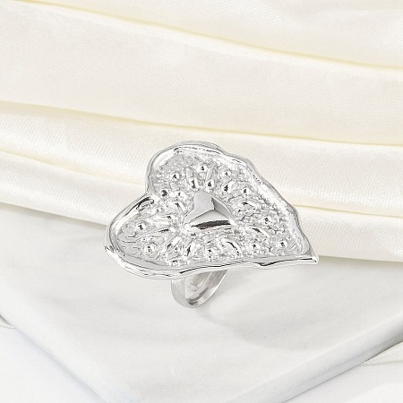 Anti-Tarnish 304 Stainless Steel Heart Open Cuff Rings RJEW-M047-08P-1