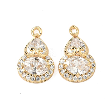 Brass Micro Pave Clear Cubic Zirconia Pendants KK-S531-26G-1