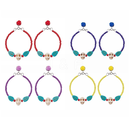 Glass Seed Beads Stud Earring EJEW-JE05982-1