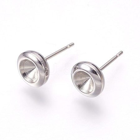 Non-Tarnish 304 Stainless Steel Post Stud Earring Settings STAS-I097-007A-P-1