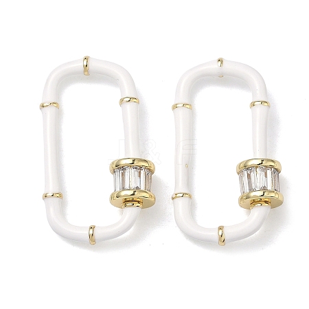 Oval Brass Micro Pave Clear Cubic Zirconia Locking Carabiner KK-H256-01G-04-1