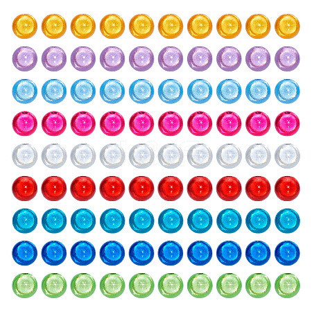 90Pcs 9 Colors Matte Spray Painted Acrylic Beads OACR-TA0001-79-1