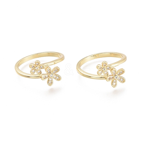 Brass Micro Pave Clear Cubic Zirconia Cuff Rings LS-RJEW-F103-06-G-1