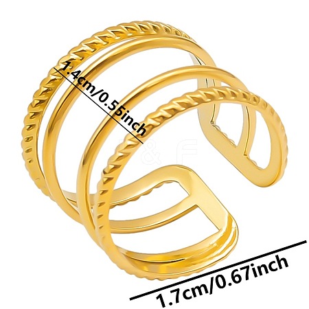 Minimalist Hollow 304 Stainless Steel Cuff Rings IP0850-2-1