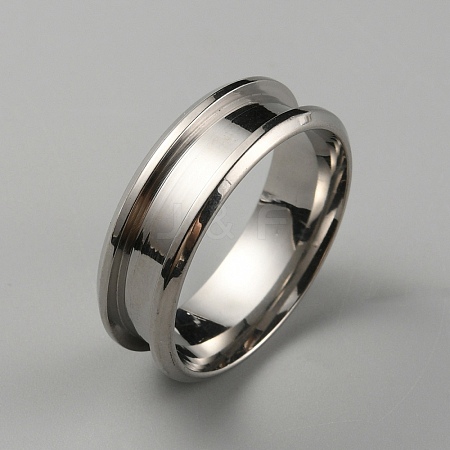 304 Stainless Steel Grooved Finger Ring Settings RJEW-WH0010-08E-P-1