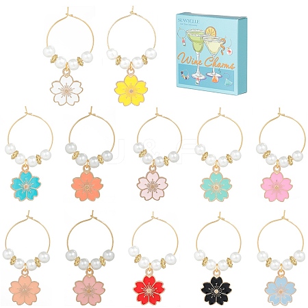 Alloy Enamel Wine Glass Charms AJEW-SC0002-13-1