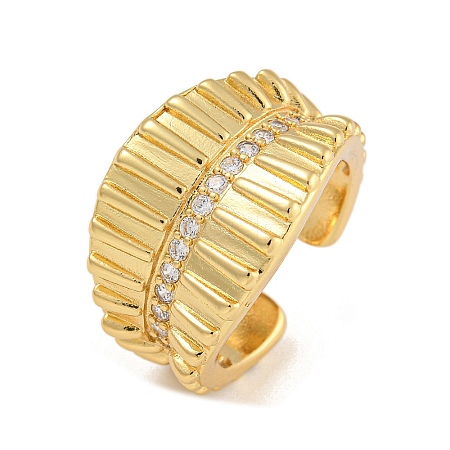 Brass Micro Pave Cubic Zirconia Cuff Rings RJEW-P127-08G-1