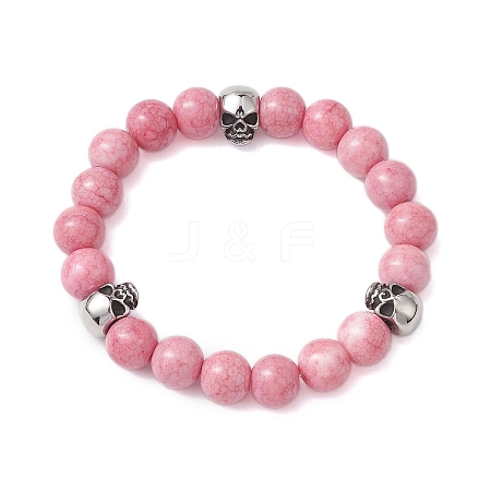 10mm Round Opaque Crackle Glass Beaded Stretch Bracelets BJEW-JB10801-1