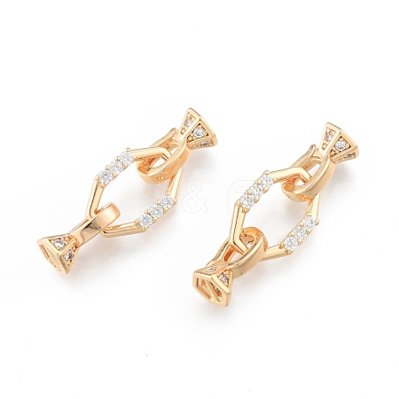 Brass Pave Clear Cubic Zirconia Fold Over Clasps KK-N216-522-1