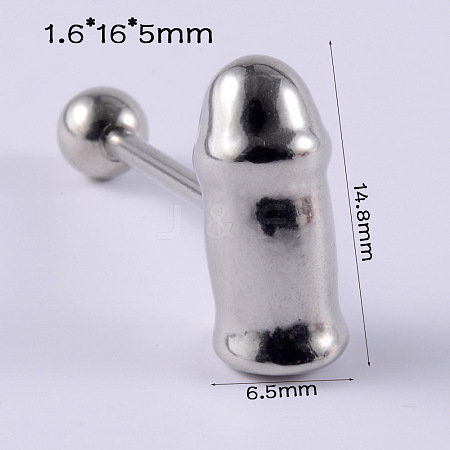 304 Stainless Steel Tongue Rings WG96350-06-1