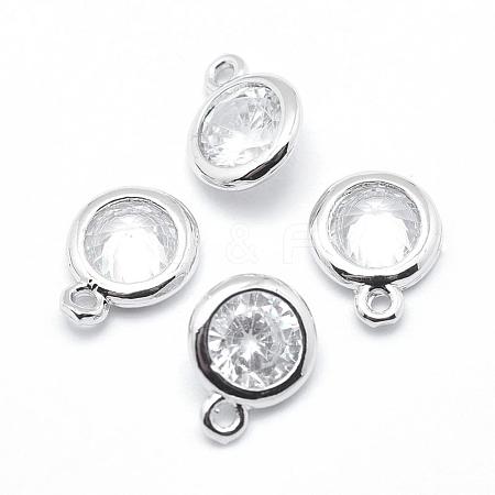 Brass Cubic Zirconia Pendants KK-P119-33-8x6mm-P-NR-1