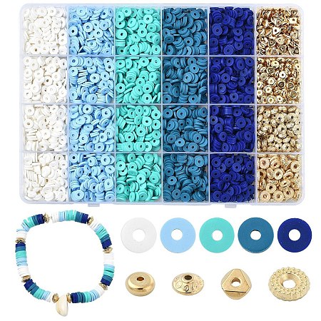 DIY Disc Polymer Clay & CCB Plastic Beads Jewelry Making Findings Kits DIY-YW0010-54B-1