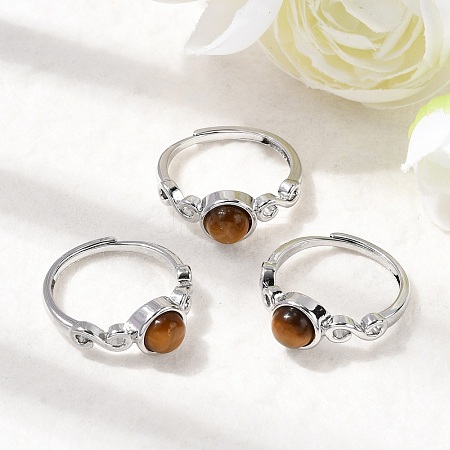 Natural Tiger Eye Finger Rings RJEW-A084-04P-06-1