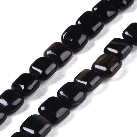 Dyed & Heated Natural Black Agate Beads Strands G-M435-A08-01-1