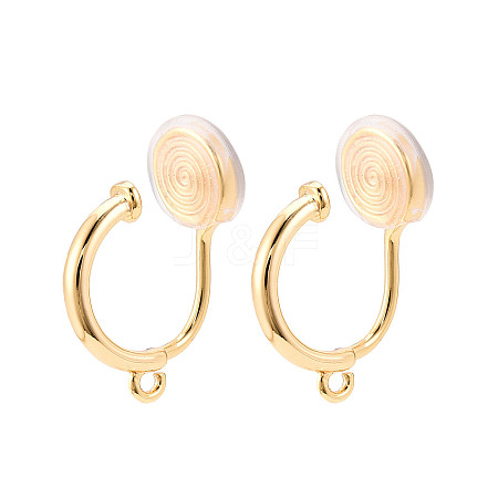 Brass Micro Pave Cubic Zirconia Clip-on Earring Findings KK-N261-122C-G-1