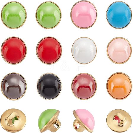  100Pcs 10 Style 1-Hole Brass Resin Button BUTT-NB0001-41-1