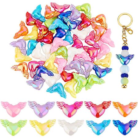 60Pcs 10 Colors AB Color Plated Acrylic Beads PACR-PH0001-11-1