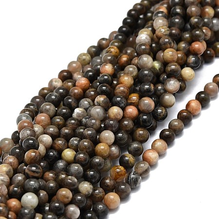 Natural Black Sunstone Beads Strands G-E576-01A-1