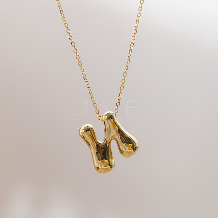 Brass Chunky Initial Pendant Necklaces WG97A63-14-1