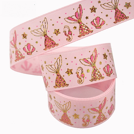 10 Yards Polyester Grosgrain Ribbon OCOR-WH0077-52C-1
