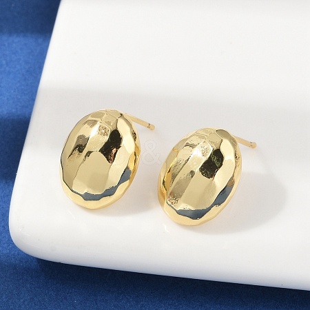 Oval Brass Stud Earrings EJEW-H154-09C-G-1