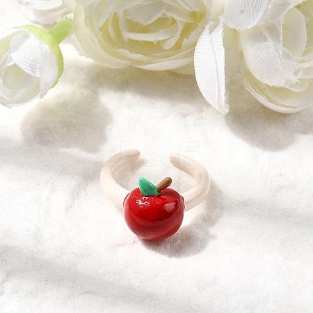 Brass Enamel Cuff Rings for Women RJEW-A087-01B-1