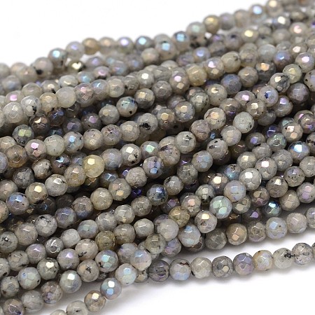 Natural Electroplate Labradorite Round Bead Strands G-O094-04-4mm-1