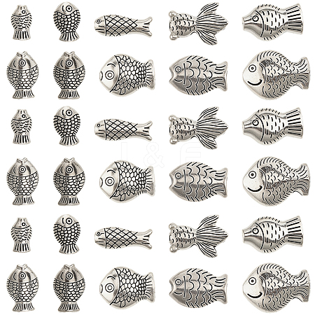 100Pcs 10 Styles Tibetan Style Alloy Beads TIBEB-SC0001-55-1