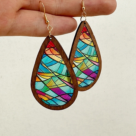 Acrylic Teardrop Dangle Earrings PW-WG3975F-06-1