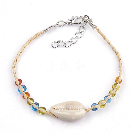 Handmade Braided Raffia Bracelets X-AJEW-S072-25-1