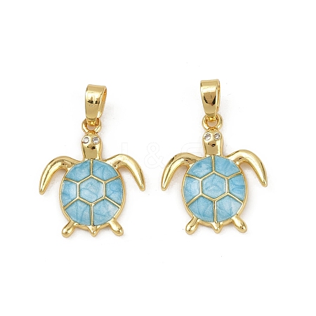 Brass Micro Pave Cubic Zirconia Pendants KK-C093-09G-02-1