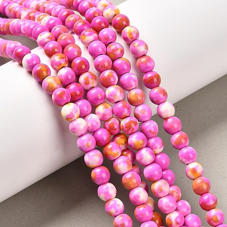 Synthetic Ocean White Jade Beads Strands G-L019-6mm-02-1