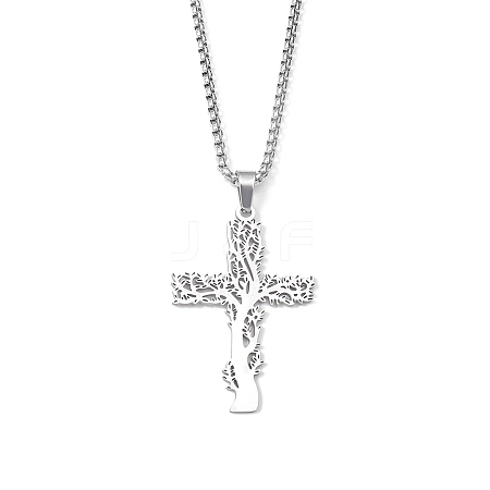 201 Stainless Steel Pendant Necklaces for Man NJEW-Q336-03A-P-1