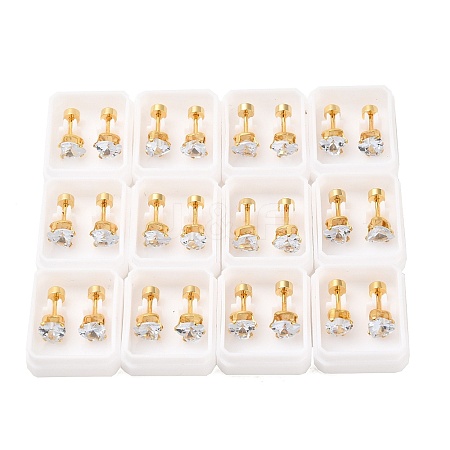 Heart Glass Ear Fake Plugs EJEW-H105-25G-D-1