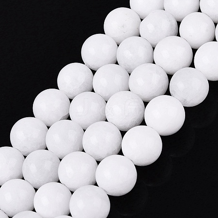 Dyed Natural White Jade Round Bead Strands G-Q937-20-1