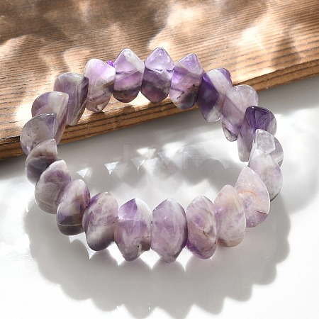 Bicone Natural Amethyst Beads Stretch Bracelets for Women Men BJEW-C097-05A-1