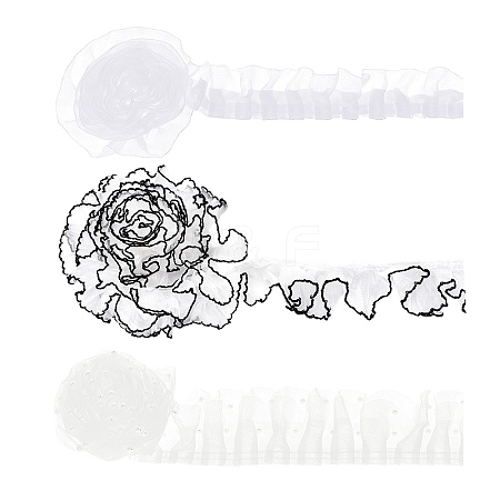 3 Styles Polyester Pleated Satin Pleated Lace Ribbon OCOR-PH0006-60-1