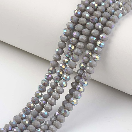 Electroplate Opaque Solid Color Glass Beads Strands EGLA-A034-P8mm-L13-1