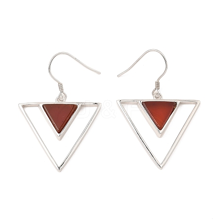 Natural Carnelian Triangle Dangle Earrings EJEW-Z024-10B-P-1