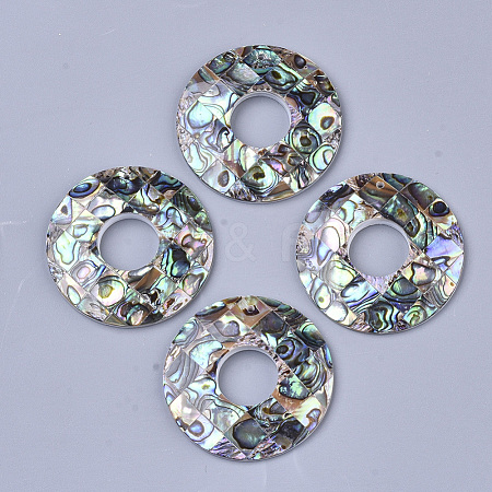 Single-Sided Natural Abalone Shell/Paua Shell Pendants SSHEL-N034-12-1