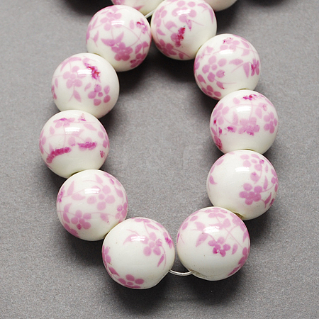 Handmade Printed Porcelain Beads PORC-Q201-6mm-3-1