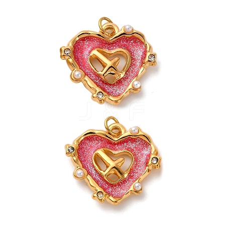 304 Stainless Steel Enamel Pendants STAS-U061-21G-02-1