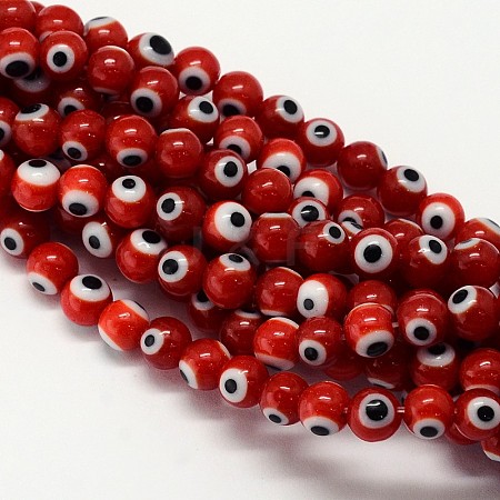 Handmade Evil Eye Lampwork Round Bead Strands LAMP-L055-10mm-10-1