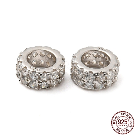 Rhodium Plated 925 Sterling Silver Spacer Beads STER-K176-05P-1