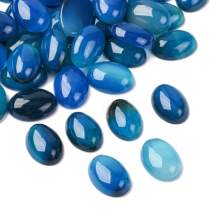 Dyed Oval Natural Blue Agate Cabochons G-K020-18x13mm-08-1