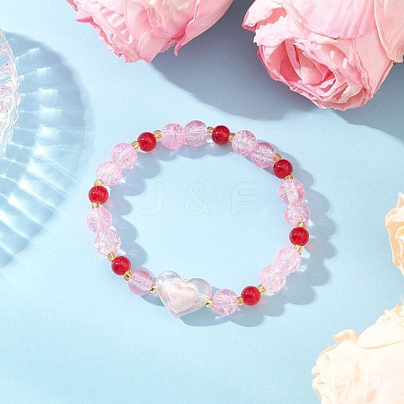 Spray Painted Crackle Glass Beads Stretch Bracelets for Women BJEW-MZ00201-03-1