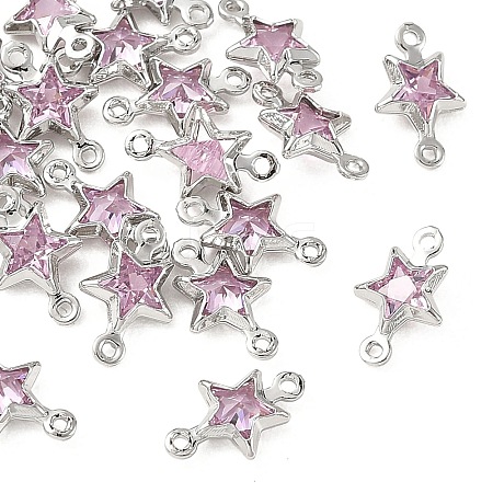 SHEGRACE Brass Pave Cubic Zirconia Star Connector Charms XGRQ2O212-441B-P-1