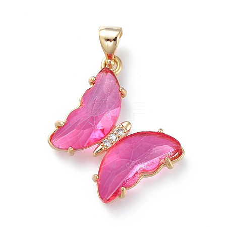 Brass Micro Pave Clear Cubic Zirconia Pendants ZIRC-P079-D01-13-1
